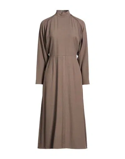 Agnona Woman Midi Dress Light Brown Size 2 Viscose, Wool In Beige