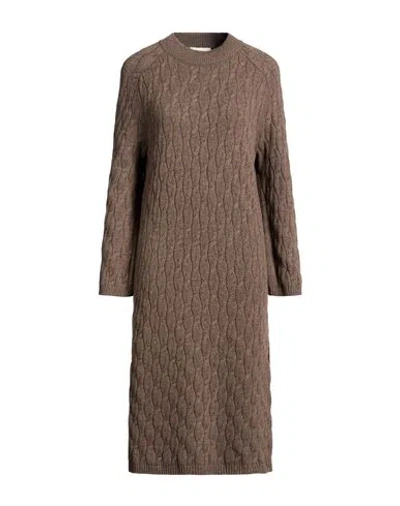 Agnona Woman Midi Dress Light Brown Size Xl Cashmere In Green