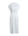 Agnona Woman Midi Dress Light Grey Size 4 Viscose, Wool, Cotton In White