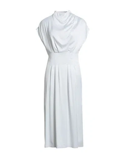 Agnona Woman Midi Dress Light Grey Size 4 Viscose, Wool, Cotton In White