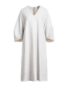Agnona Woman Midi Dress Light Grey Size 4 Wool, Elastane, Cotton, Viscose In White