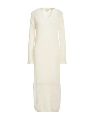 Agnona Woman Midi Dress Off White Size S Cotton, Cashmere