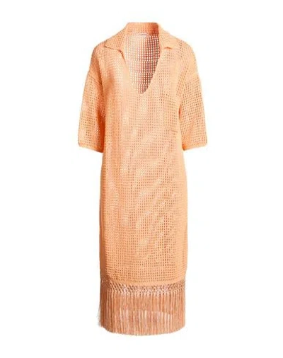 Agnona Woman Midi Dress Orange Size S Viscose, Polyester In Blue