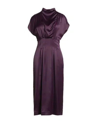Agnona Woman Midi Dress Plum Size 4 Viscose, Wool, Cotton In Purple