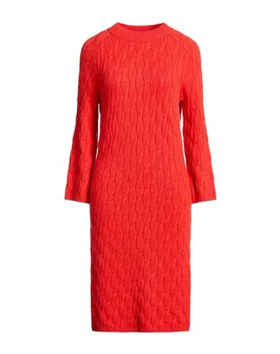 Agnona Woman Midi Dress Red Size Xl Cashmere, Metal