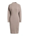 Agnona Woman Midi Dress Taupe Size S Cashmere In Gray