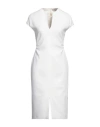 Agnona Woman Midi Dress White Size 8 Wool, Viscose, Elastane, Lambskin In White
