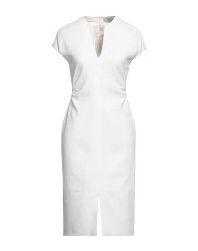 Agnona Woman Midi Dress White Size 8 Wool, Viscose, Elastane, Lambskin