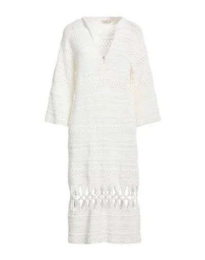 Agnona Woman Midi Dress White Size S Silk, Cotton