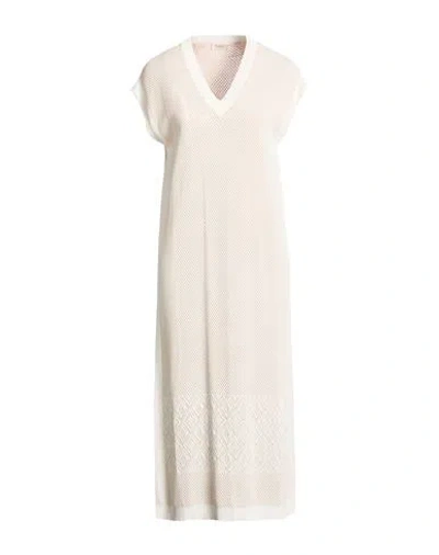 Agnona Woman Midi Dress White Size Xl Viscose In Neutral