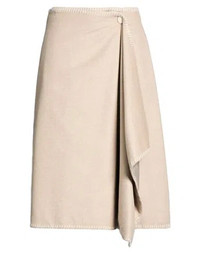 Agnona Woman Midi Skirt Beige Size 4 Silk, Cashmere In Neutral