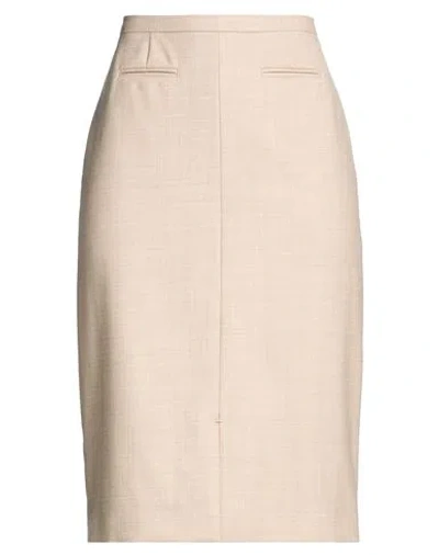 Agnona Woman Midi Skirt Beige Size 4 Wool, Elastane