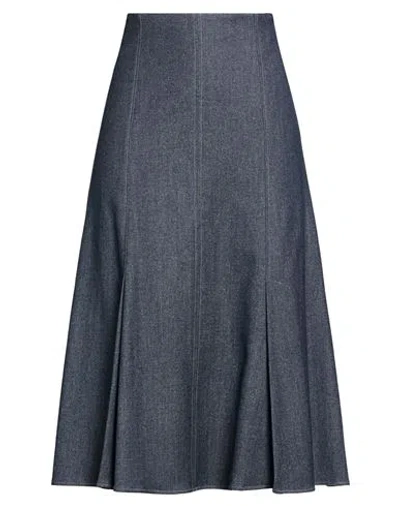 Agnona Woman Midi Skirt Blue Size 6 Cotton, Wool, Polyamide, Elastane In Gray
