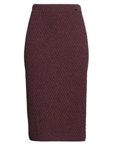 Agnona Woman Midi Skirt Burgundy Size S Cashmere In Brown