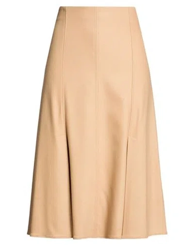 Agnona Woman Midi Skirt Camel Size 4 Wool, Cashmere, Elastane In Beige