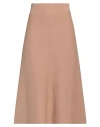 Agnona Woman Midi Skirt Camel Size L Cashmere, Metal In Beige