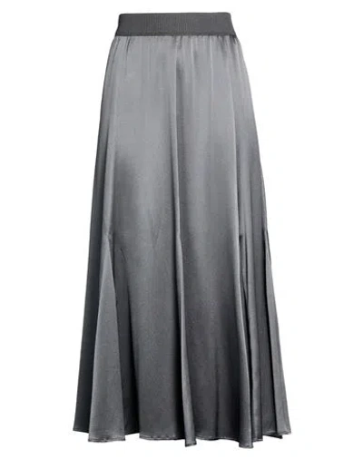Agnona Woman Midi Skirt Charcoal Size 4 Silk In Gray