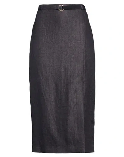 Agnona Woman Midi Skirt Charcoal Size 8 Linen In Gray