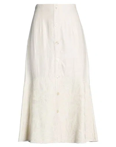 Agnona Woman Midi Skirt Ivory Size 4 Linen In White