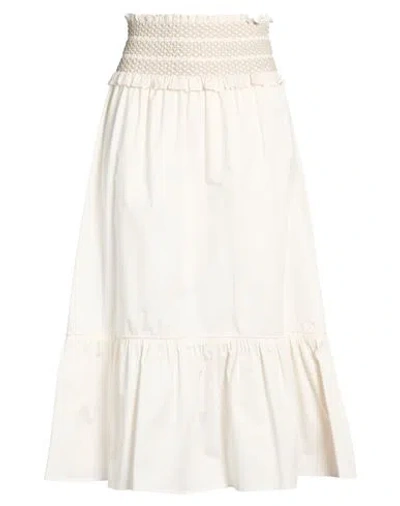 Agnona Woman Midi Skirt Ivory Size 6 Cotton, Elastane In White