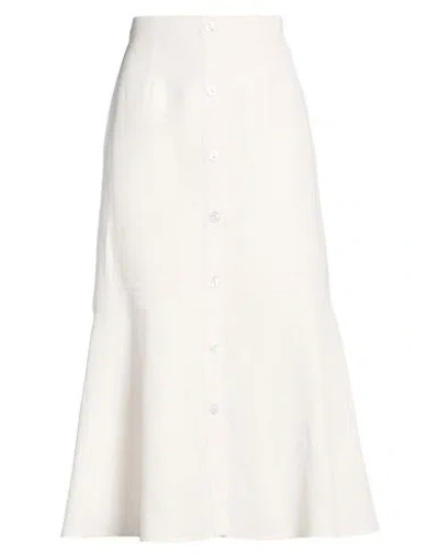 Agnona Woman Midi Skirt Ivory Size 6 Linen, Silk In White