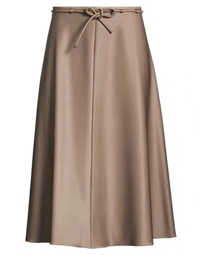 Agnona Woman Midi Skirt Light Brown Size 4 Wool, Elastane In Gray