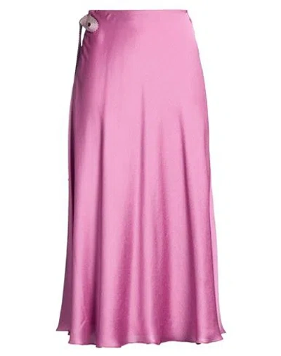 Agnona Woman Midi Skirt Mauve Size 4 Acetate, Silk In Pink