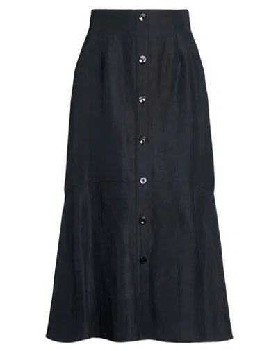 Agnona Woman Midi Skirt Midnight Blue Size 2 Linen, Silk In Black