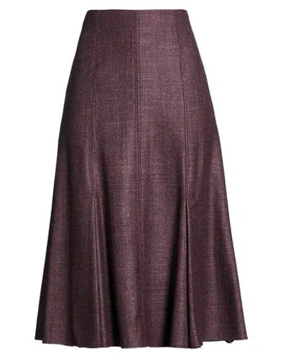 Agnona Woman Midi Skirt Purple Size 4 Wool, Silk In Brown