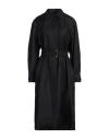Agnona Woman Overcoat & Trench Coat Black Size 4 Silk, Metal