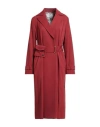 Agnona Woman Overcoat & Trench Coat Rust Size 10 Wool, Elastane In Red
