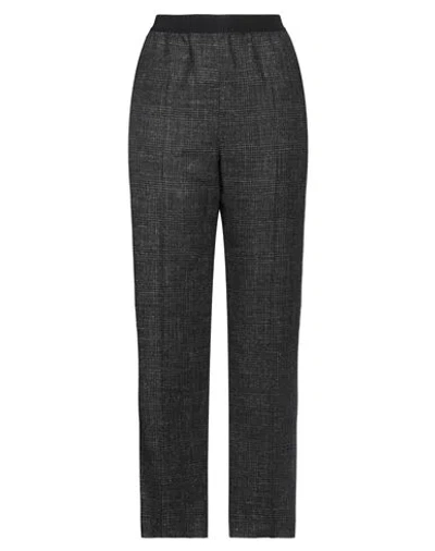 Agnona Woman Pants Charcoal Size 10 Wool, Polyamide, Linen, Cotton, Elastane In Grey