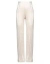 Agnona Woman Pants Cream Size 8 Acetate, Silk