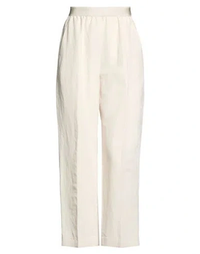 Agnona Woman Pants Ivory Size 8 Linen, Silk In Neutral