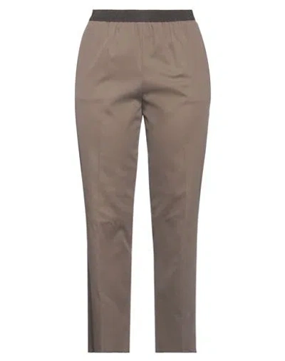 Agnona Woman Pants Khaki Size 12 Cotton, Elastane In Beige
