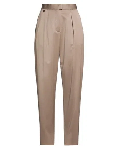 Agnona Woman Pants Light Brown Size 4 Wool, Elastane In Beige