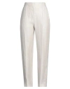 Agnona Woman Pants Light Grey Size 12 Linen