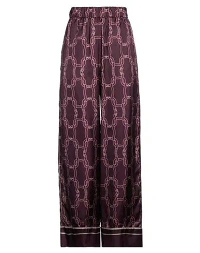 Agnona Woman Pants Plum Size L Silk In Purple
