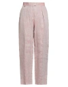 Agnona Woman Pants Red Size 10 Hemp, Linen In Pink