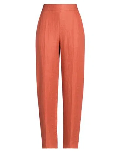 Agnona Woman Pants Rust Size 4 Linen In Orange