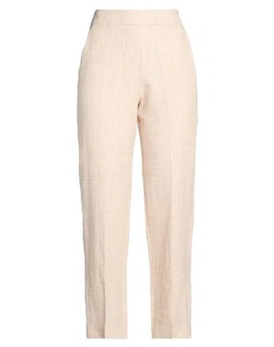 Agnona Woman Pants Sand Size 10 Linen, Wool In Pink