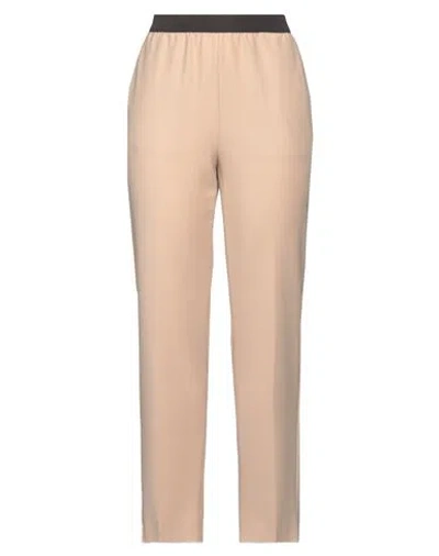 Agnona Woman Pants Sand Size 10 Polyester, Wool, Elastane, Cotton In Beige