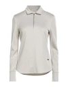 Agnona Woman Polo Shirt Beige Size S Silk, Metallic Fiber In Gray