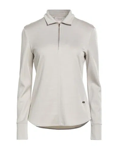 Agnona Woman Polo Shirt Beige Size S Silk, Metallic Fiber In Gray