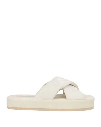 Agnona Woman Sandals Ivory Size 9 Textile Fibers In White