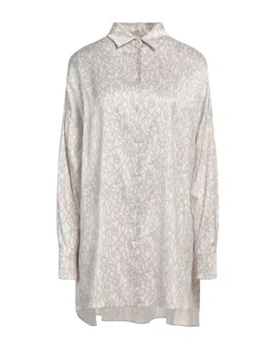 Agnona Woman Shirt Beige Size 10 Silk, Elastane