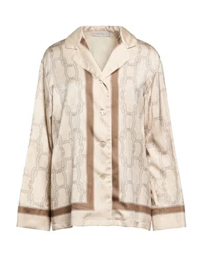 Agnona Woman Shirt Beige Size M Silk In Neutral