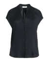 Agnona Woman Shirt Black Size 2 Acetate, Silk In Black