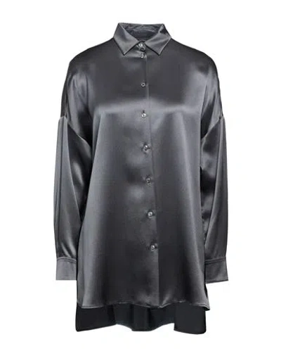 Agnona Woman Shirt Charcoal Size 4 Silk In Gray