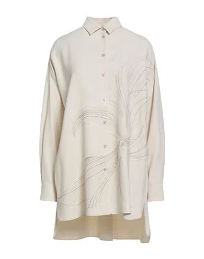 Agnona Woman Shirt Ivory Size 10 Viscose, Wool, Metal In White